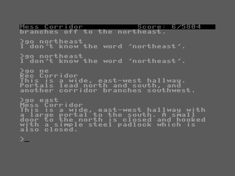 Planetfall Commodore 16 & Plus/4 Screenshot: I seem relatively safe, for the moment, so I'm exploring...
