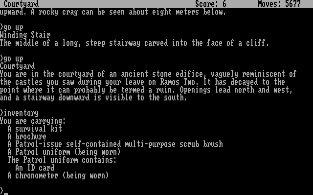 Planetfall IBM PC/Compatibles Screenshot: Here's what I have in inventory...