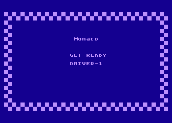 Pitstop Atari 8-bit Screenshot: Ready to start the Monaco track?
