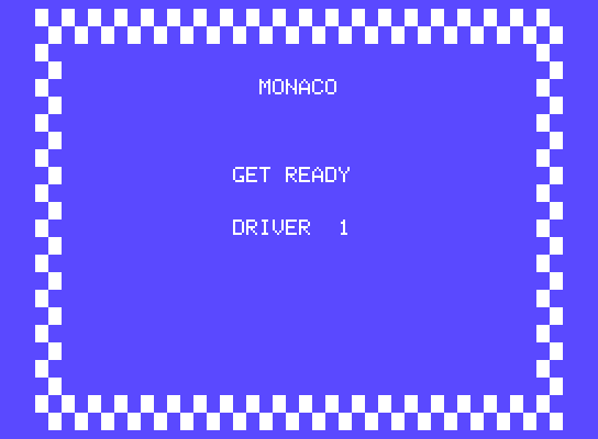 Pitstop ColecoVision Screenshot: Get ready driver 1!