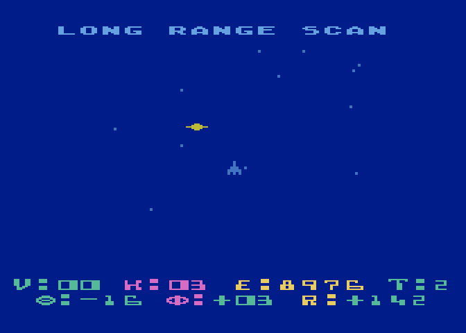 Star Raiders Atari 5200 Screenshot: Using the long range scanner...