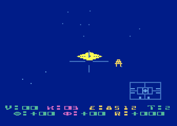 Star Raiders Atari 5200 Screenshot: Docking at a starbase for repairs.