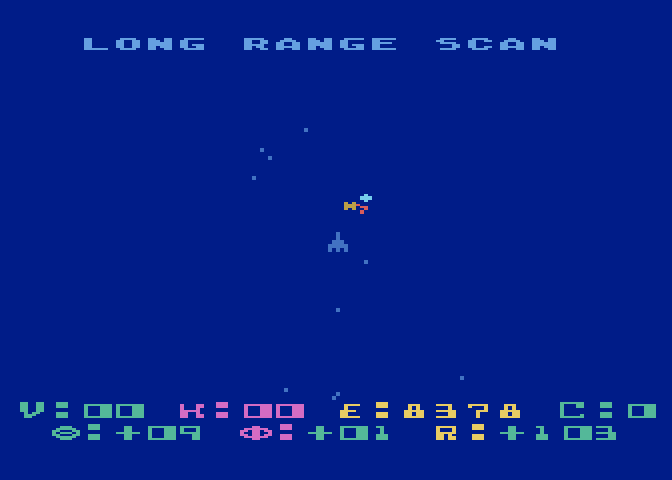 Star Raiders Atari 5200 Screenshot: Long range scan showing some enemies nearby...