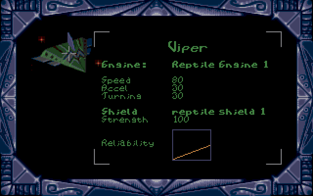 Strike II IBM PC/Compatibles Screenshot: Overview of the Viper class ship.
