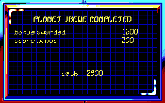 Strike II IBM PC/Compatibles Screenshot: Level completion bonus.