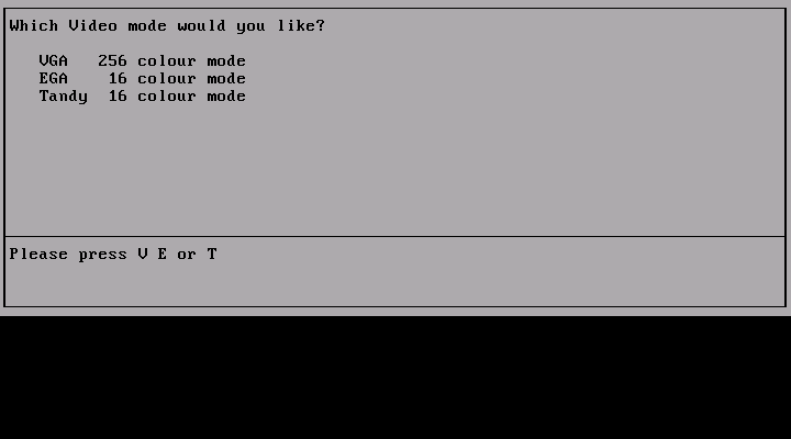 Strike II IBM PC/Compatibles Screenshot: Video mode selection.
