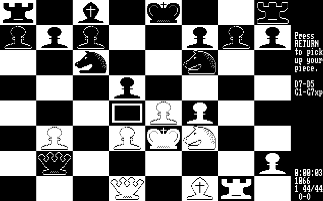 World Class Chess IBM PC/Compatibles Screenshot: Picking a piece to move...