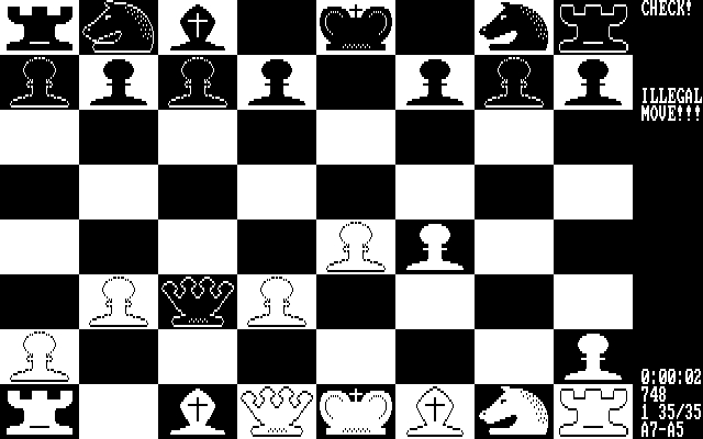 World Class Chess IBM PC/Compatibles Screenshot: Oops, that is an illegal move!