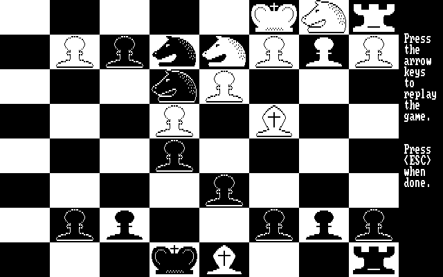 World Class Chess IBM PC/Compatibles Screenshot: You can replay saved games, including some famous matches.