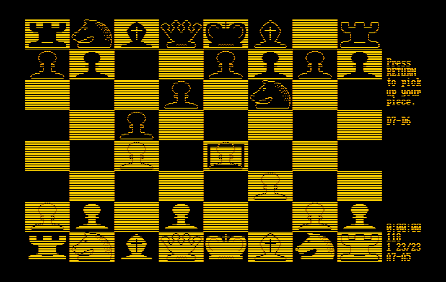World Class Chess IBM PC/Compatibles Screenshot: Select a piece to move...