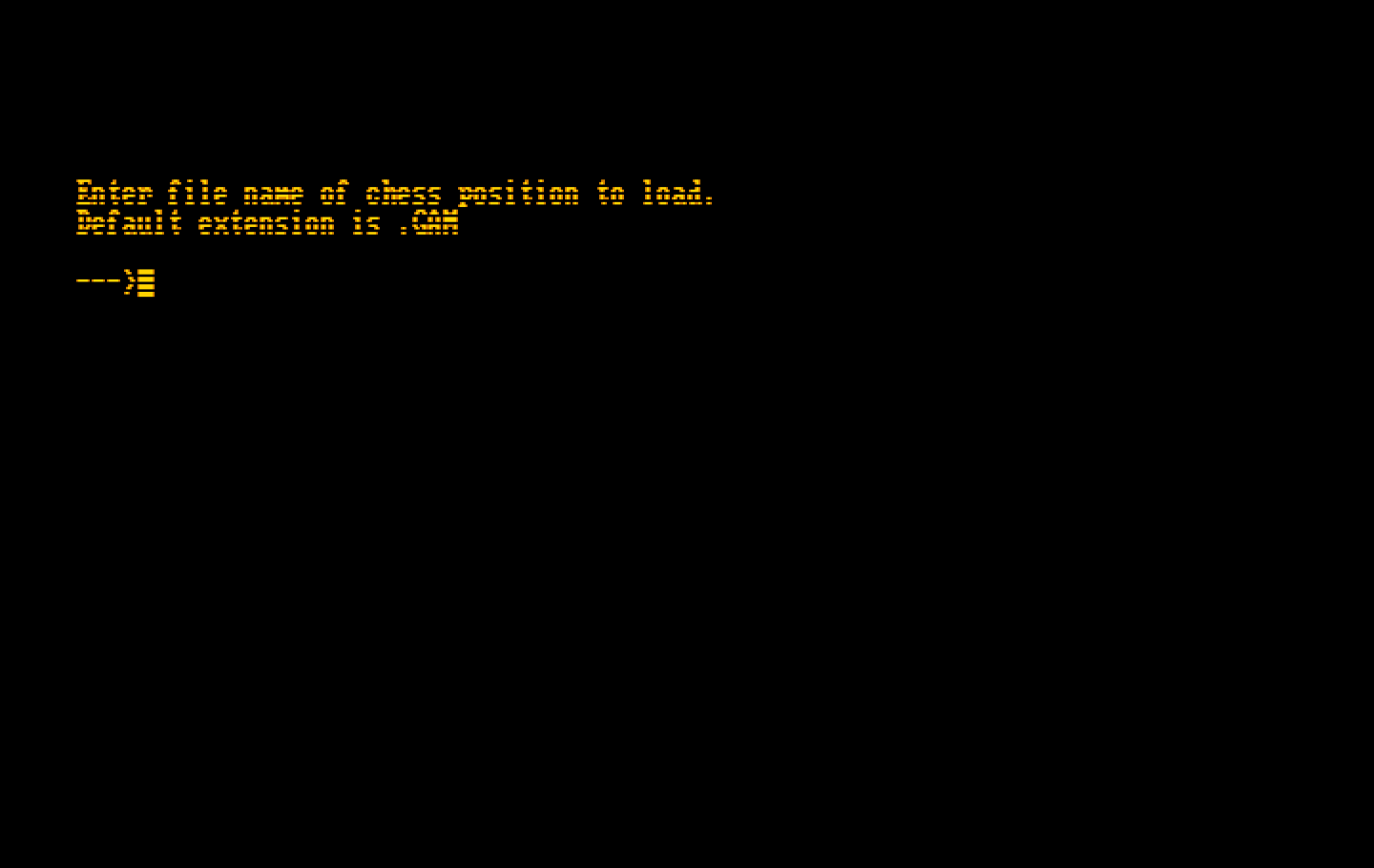 World Class Chess IBM PC/Compatibles Screenshot: Loading a saved game.