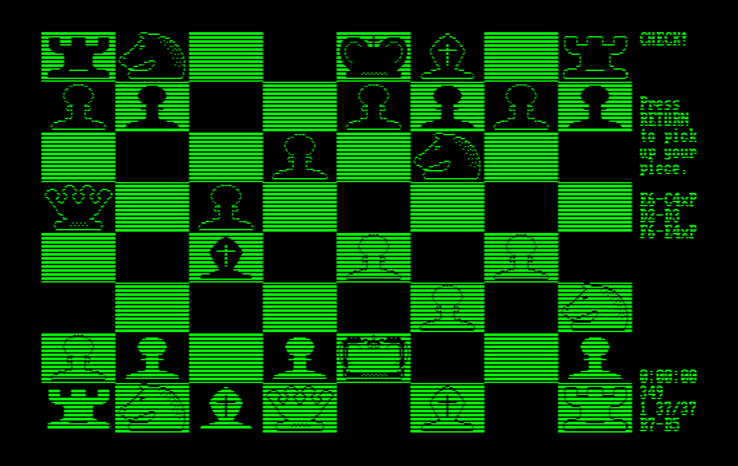 World Class Chess IBM PC/Compatibles Screenshot: Check! Be careful...