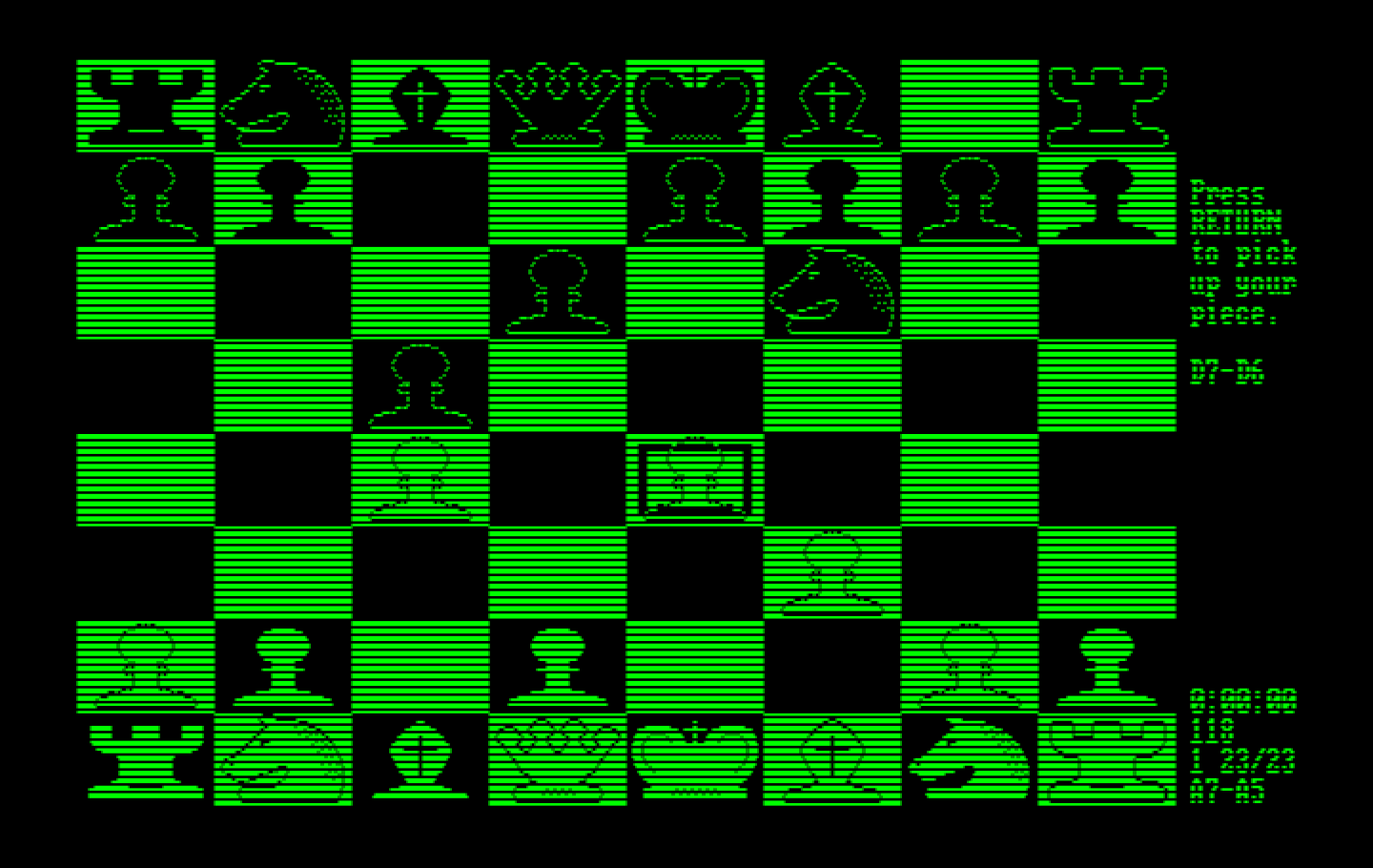 World Class Chess IBM PC/Compatibles Screenshot: Select a piece to move...