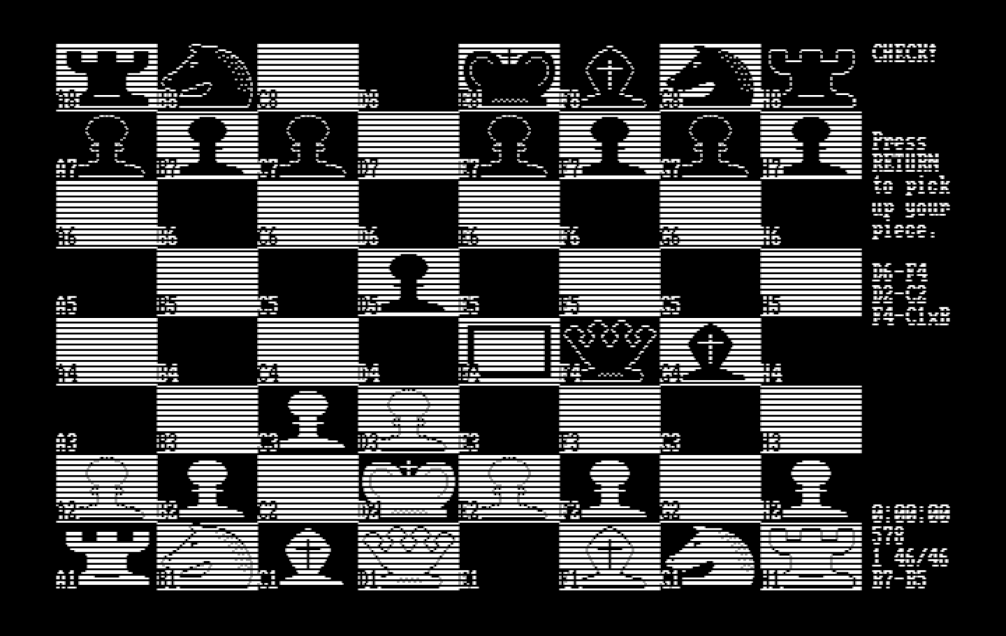 World Class Chess IBM PC/Compatibles Screenshot: You can optionally show the space names.
