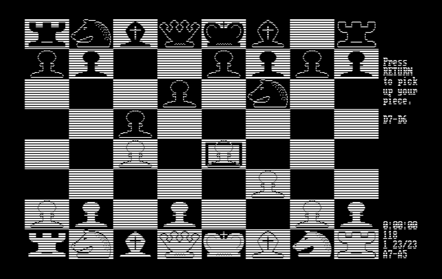 World Class Chess IBM PC/Compatibles Screenshot: Select a piece to move...