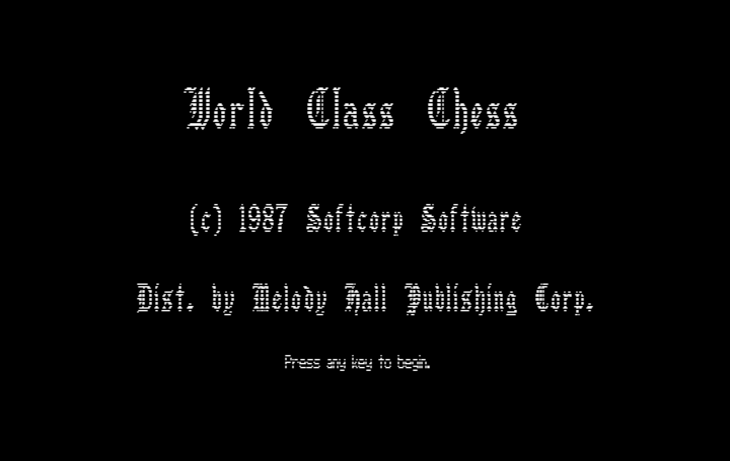 World Class Chess IBM PC/Compatibles Screenshot: Title screen.
