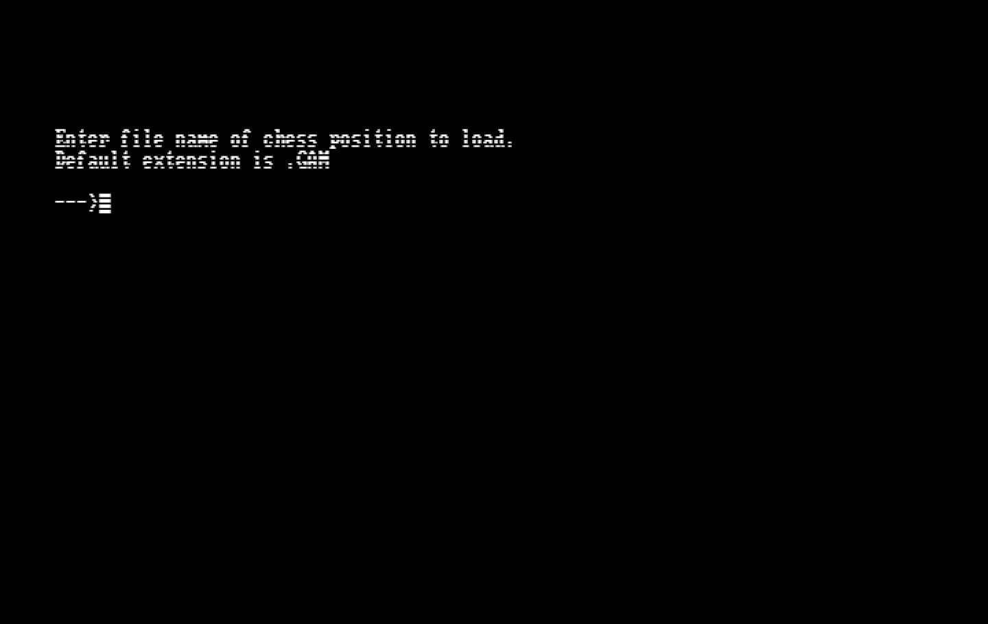World Class Chess IBM PC/Compatibles Screenshot: Loading a saved game.