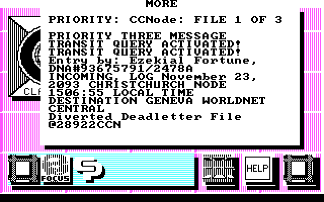 Portal IBM PC/Compatibles Screenshot: Reading one of the files.