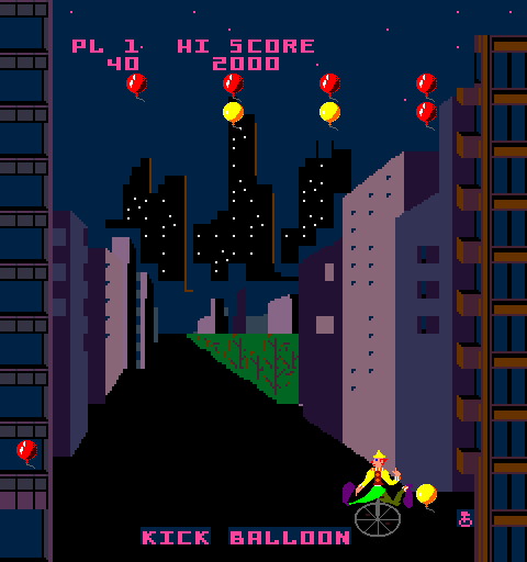 Kick Arcade Screenshot: Attempting to kick a balloon...