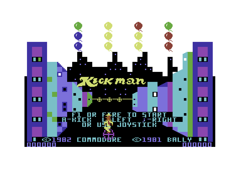 Kick Commodore 64 Screenshot: Title screen.