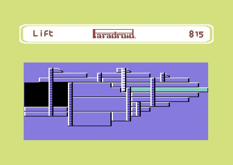Paradroid Commodore 64 Screenshot: Map of the ship decks.