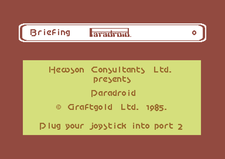 Paradroid Commodore 64 Screenshot: About the game...
