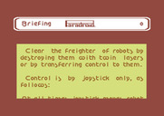 Paradroid for Commodore 64 - Game instructions scroll by...