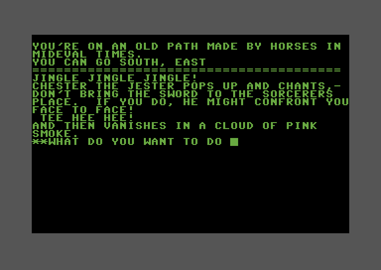 Adventure Pak Commodore 64 Screenshot: Sorcer's Castle - Game start.