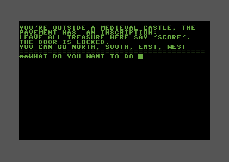 Adventure Pak Commodore 64 Screenshot: Sorcer's Castle - Outside a castle.