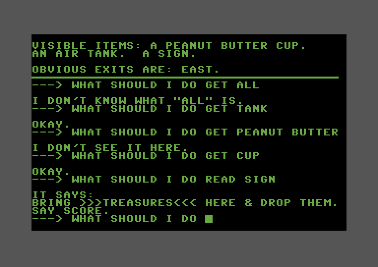 Adventure Pak Commodore 64 Screenshot: Trip to Atlantis - Picking up some items, hopefully they're useful.