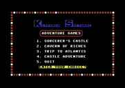 Adventure Pak for Commodore 64 - Title screen and main menu.
