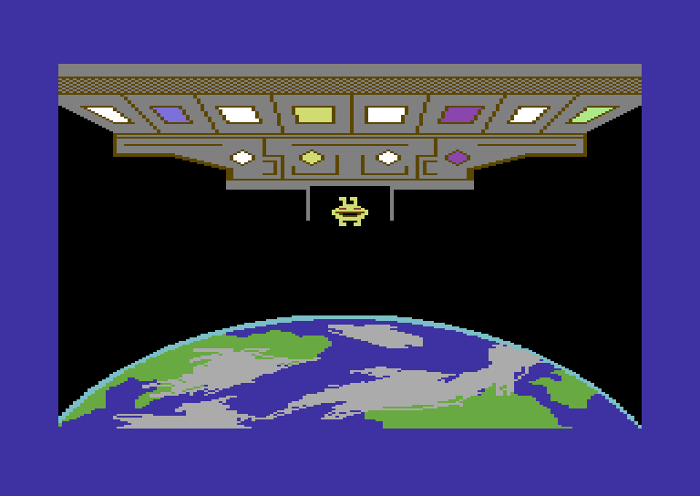Space Games Commodore 64 Screenshot: Creeps - Introduction; the alien invaders arrive.