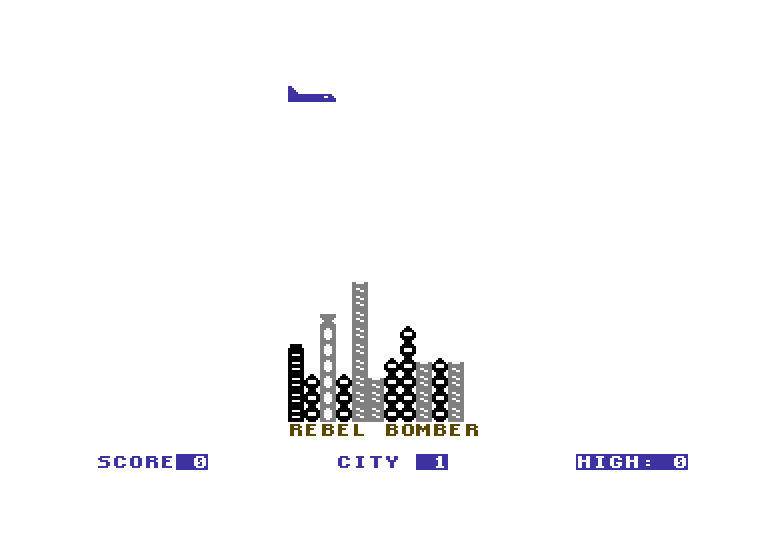 Space Games Commodore 64 Screenshot: Rebel Bomber - Game start.