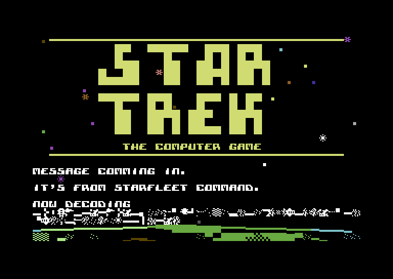 Space Games Commodore 64 Screenshot: Trek 64 - Incoming message...
