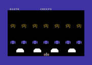 Space Games for Commodore 64 - Creeps - When each level starts the invaders arrive one row at a time.