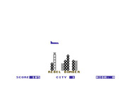 Space Games for Commodore 64 - Rebel Bomber - Flying low over the city.