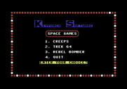 Space Games for Commodore 64 - Title screen and main menu.