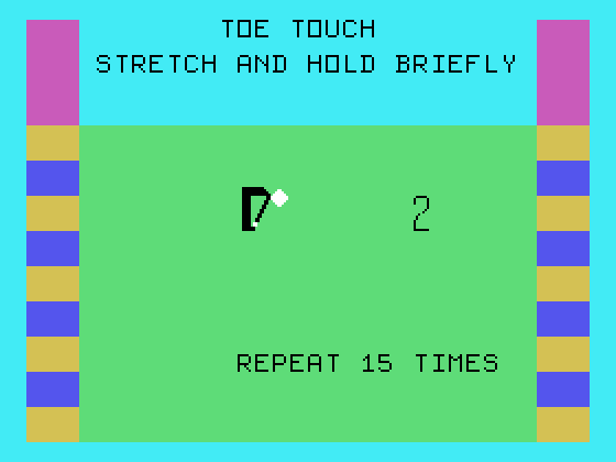 Physical Fitness TI-99/4A Screenshot: Touch your toes...