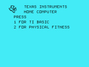 Physical Fitness for TI-99/4A - TI-99/4A main menu.