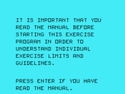 Physical Fitness for TI-99/4A - Be sure to read in the instruction manual...
