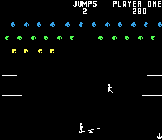 Clowns Arcade Screenshot: Don't let the clown hit the ground!