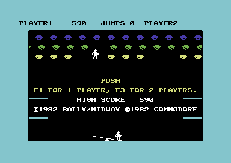 Clowns Commodore 64 Screenshot: Start a one or two player game?