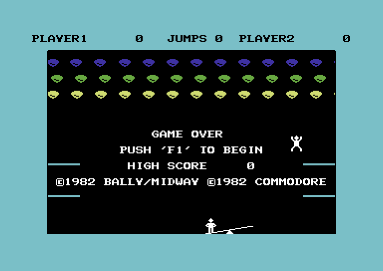 Clowns Commodore 64 Screenshot: Starting screen and game demo mode.
