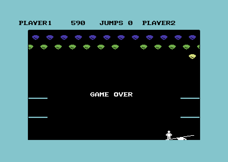 Clowns Commodore 64 Screenshot: Game over.