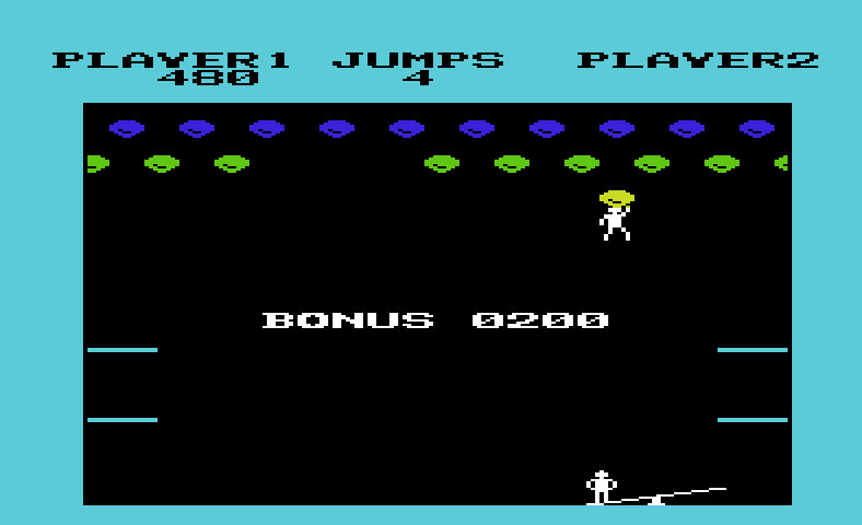 Clowns Commodore VIC-20 Screenshot: Bonus points for getting the last balloon in a row.