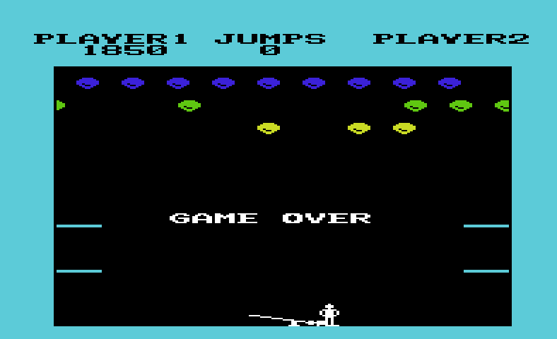 Clowns Commodore VIC-20 Screenshot: Game over.