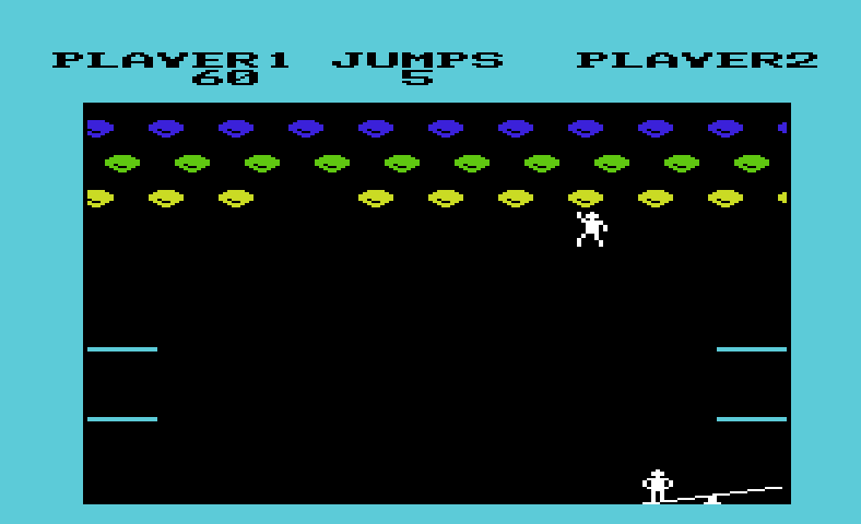 Clowns Commodore VIC-20 Screenshot: Reaching for balloons.