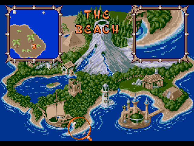 Puggsy Amiga Screenshot: The game begins at the beach!