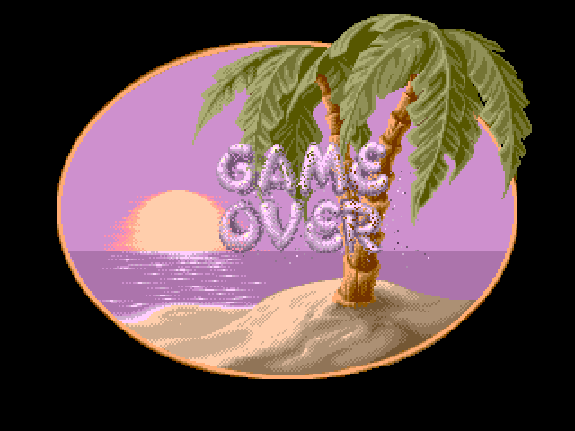 Puggsy Amiga Screenshot: Game over.