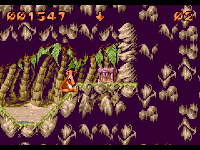 Puggsy Amiga Screenshot: Looks like a treasure chest!